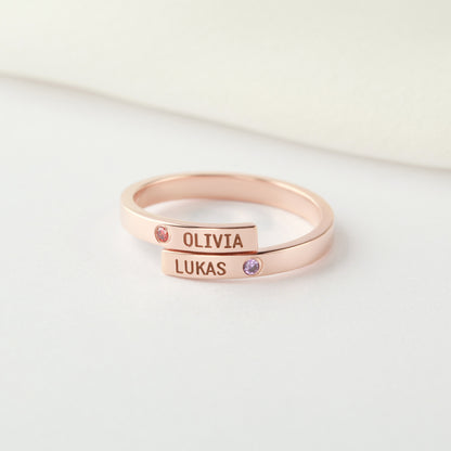 Mom Ring with Kids Names, Mom Ring 2 Kids, Personalized Mom Jewelry