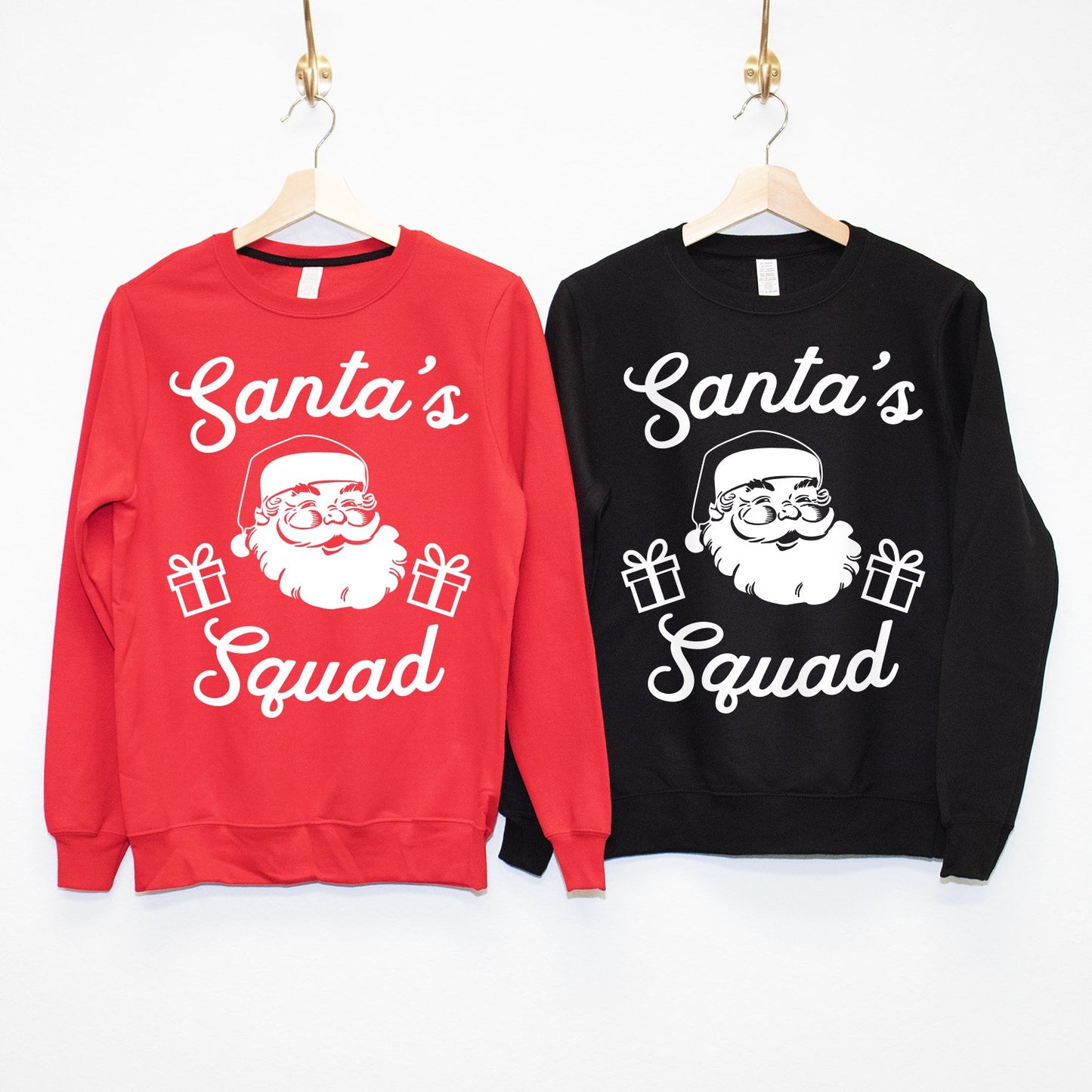 SANTA'S SQUAD CUSTOM Christmas Sweatshirts Crew Neck - Pick Name & Number