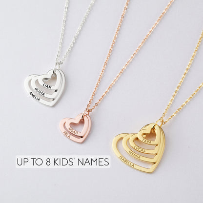 Grandma/Mom Heart Necklace, Personalized Grandma/mom Jewelry, Nana Necklace