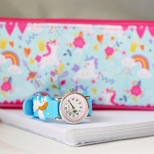 Engraved Kids 3D Unicorn Watch - Light Blue