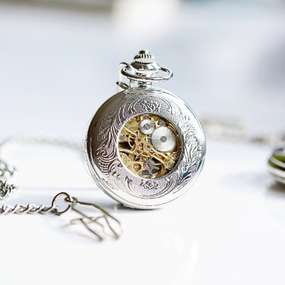 Personalized Roman Skeleton Pocket Watch