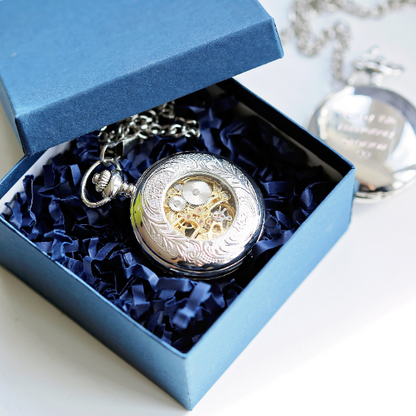 Personalized Roman Skeleton Pocket Watch