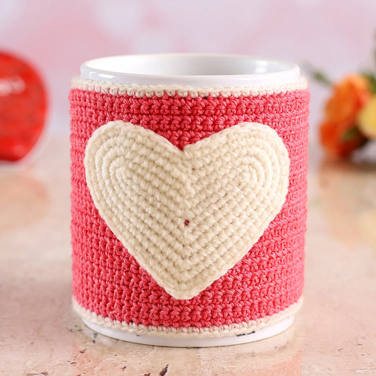 Personalized Elegant Heart Crochet Covered Mug