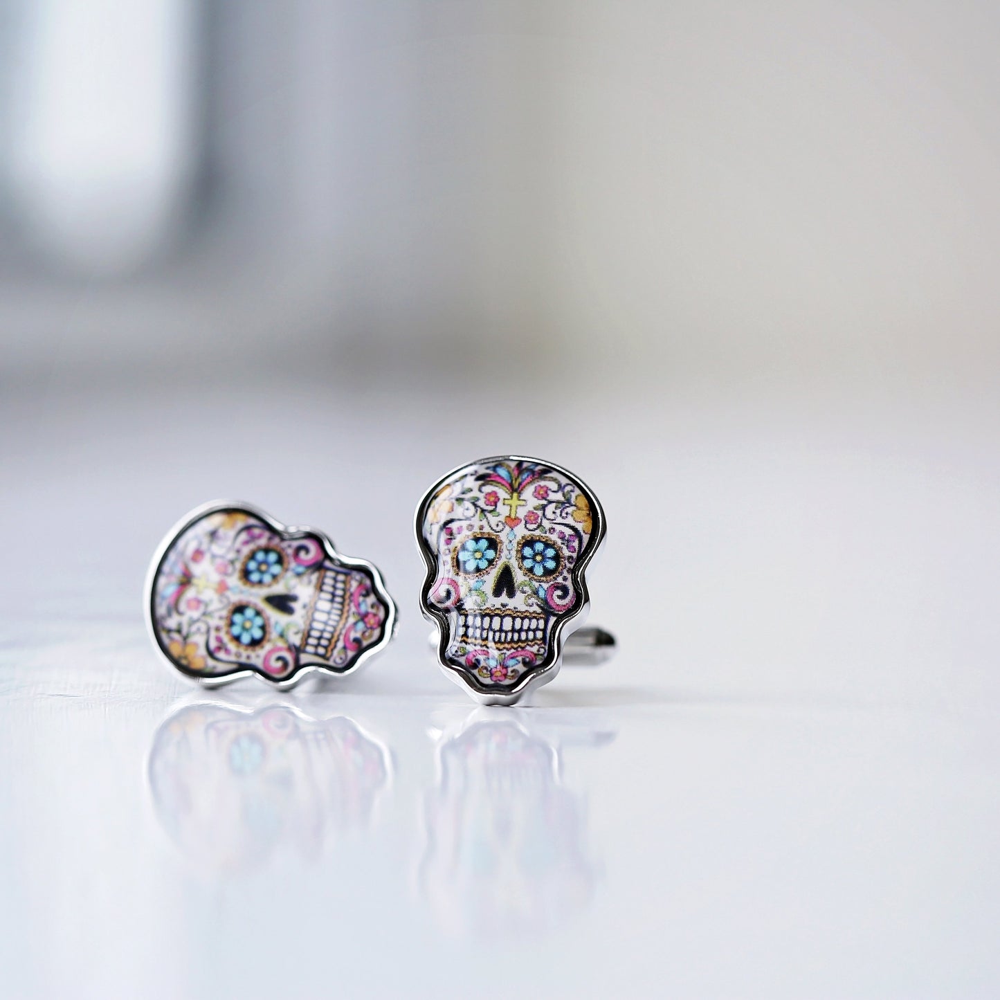 Skull Cufflinks + Engraved Box