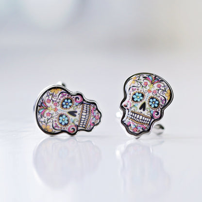 Skull Cufflinks + Engraved Box