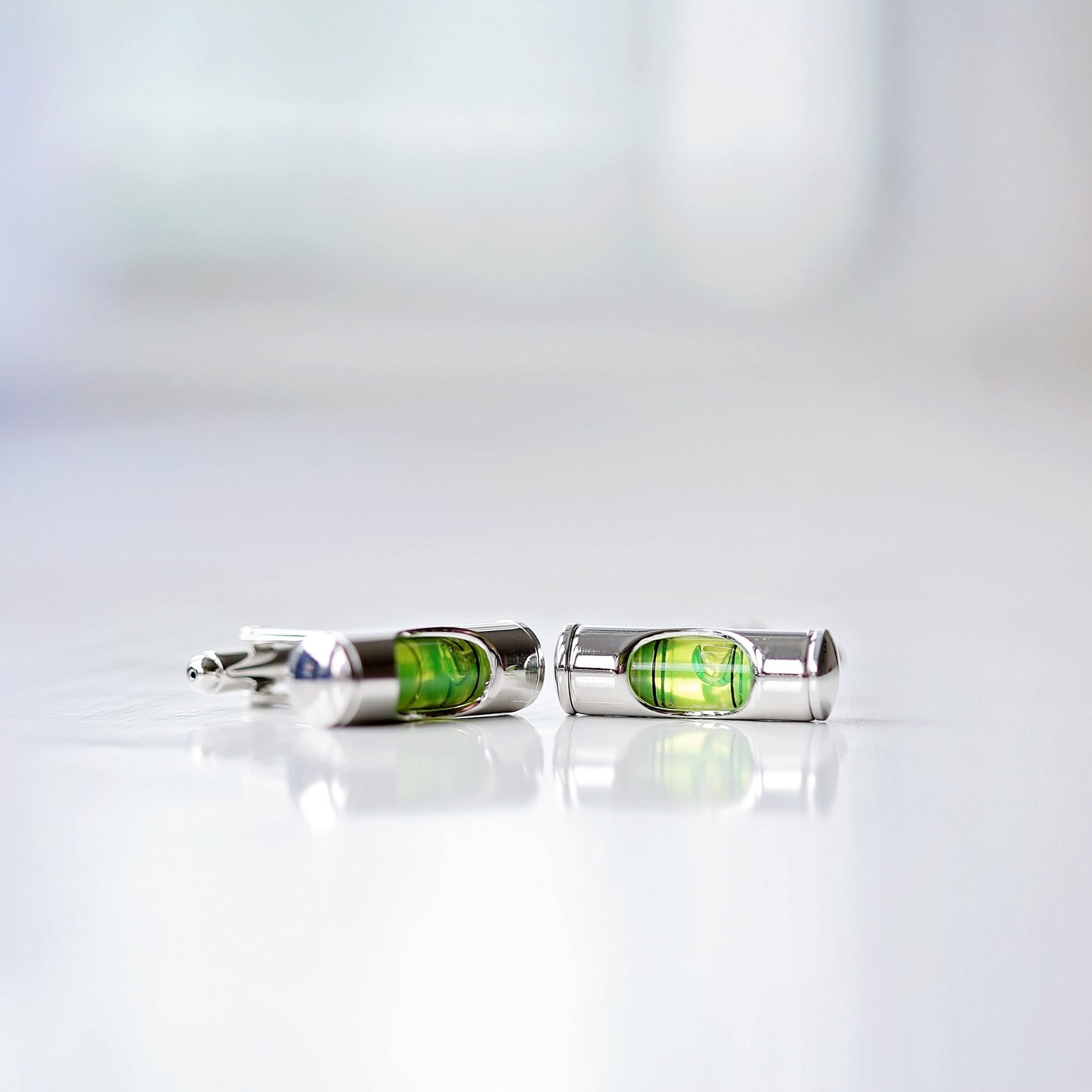 Spirit Level Cufflinks + Engraved Box