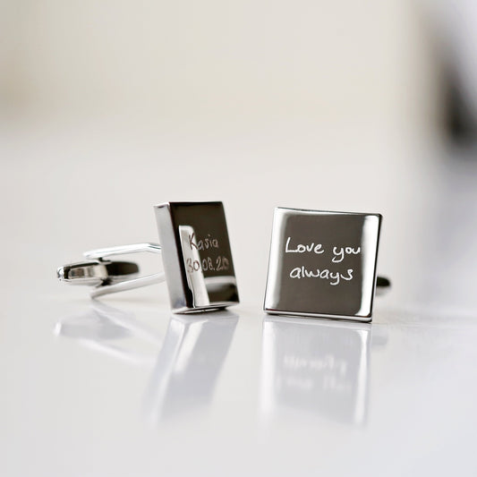 Engraved Own Actual Handwriting Cufflinks