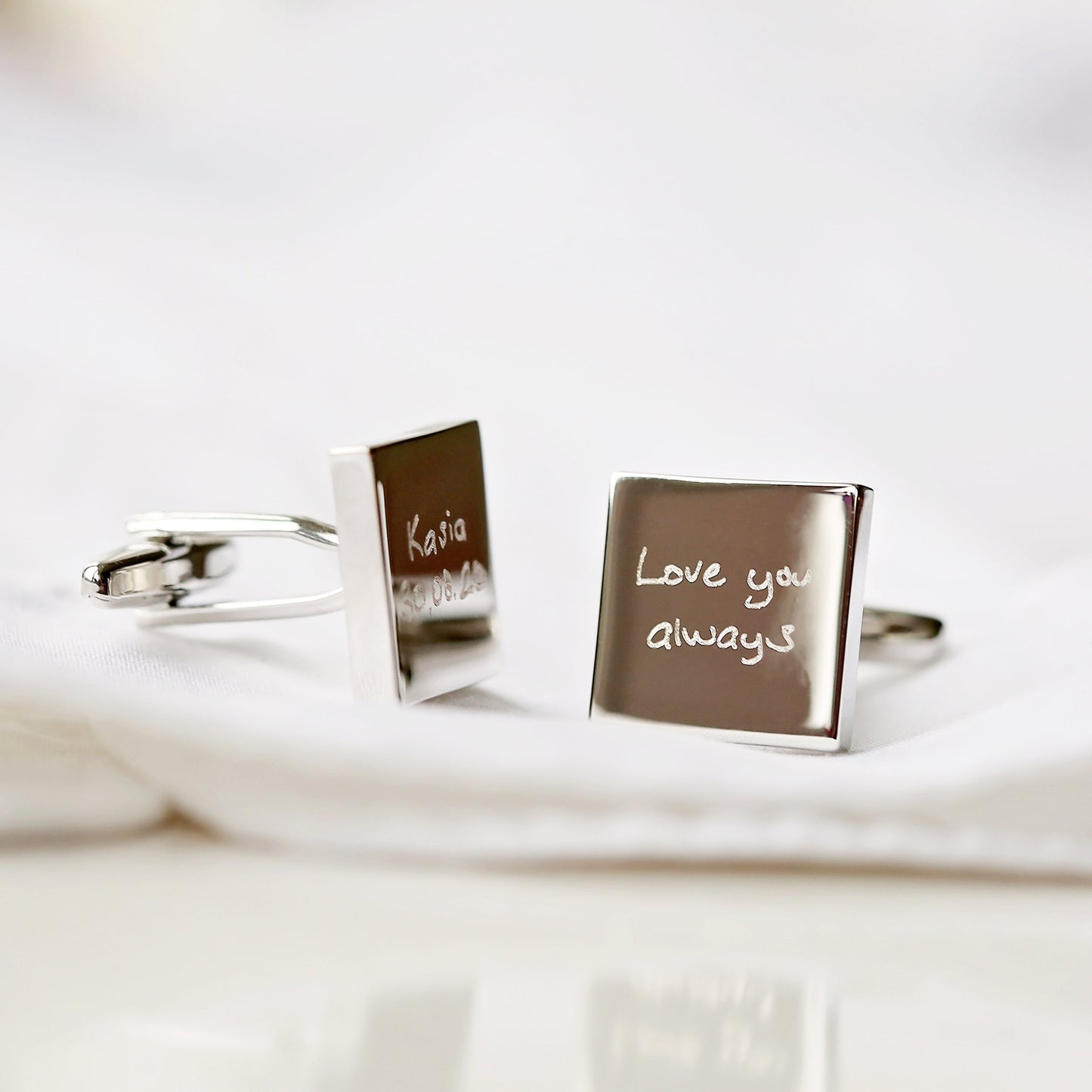 Engraved Own Actual Handwriting Cufflinks